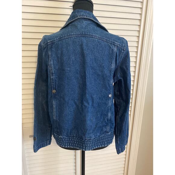 Vtg 90s Denim Jacket size Small Unisex double-breasted Jean jacket snap closure. - Picture 4 of 9